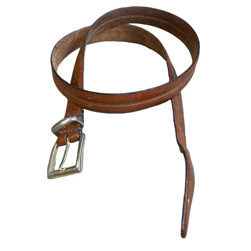Belt Full Grain Cowhide Leather Belt with solid brass hardware size 38/95 Brown